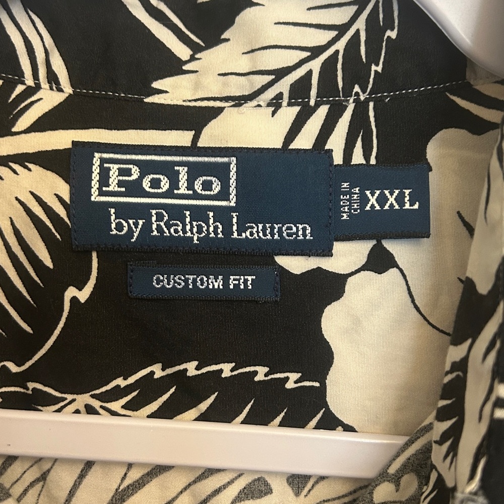 Vintage Ralph Lauren Black and Cream Hawaiian shirt - Picture 2 of 2